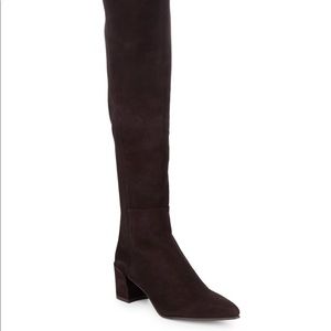 Stuart Weitzman SS 8 brown pointed knee high boots